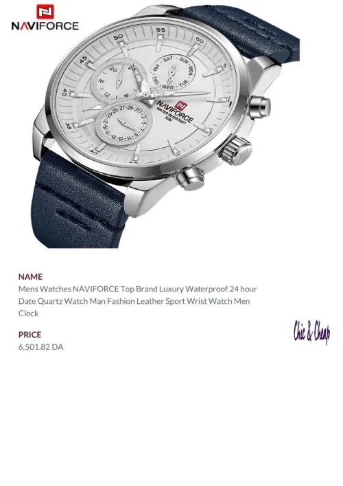 NAVIFORCE hommes mode montres décontractées hommes horloge à Quartz homme bracelet en cuir armée