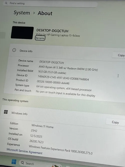 Hp victus rtx 5060 AI
