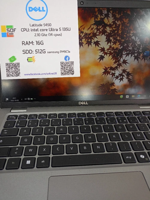 Latitude 5450 intel core Ultra 5 135U RAM 16G SDD: 512G samsung PM9C1a 
