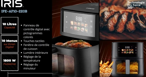 AIR FRYER IRIS IPE-AF10-220B 10L 1800W 10 MENUS