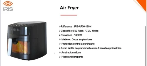 AIR FRYER IRIS 7.2L 1800W ECRAN TACTILE 