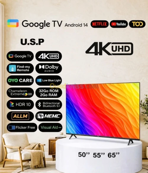 TV IRIS 50" G5020 GOOGLE TV 4K UHD ANDROID 14 SMART 50 POUCES