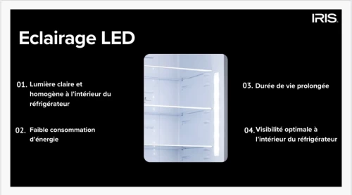 RÉFRIGÉRATEUR IRIS NO FROST COMBINÉ 410 L INOX