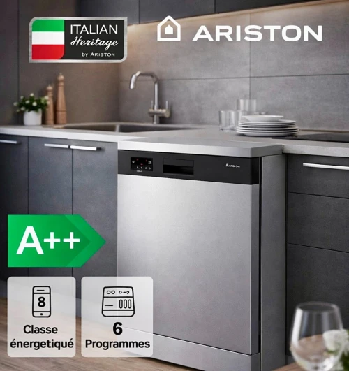 ARISTON LAVE VAISSELLE 15 COUVERTS 6 PROGRAMMES INOX