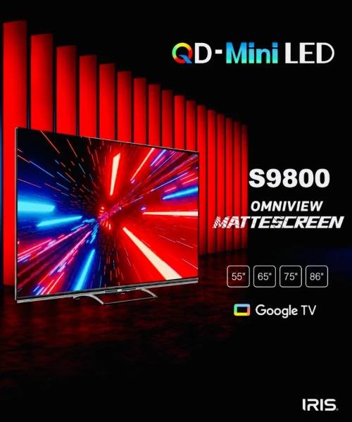 TV IRIS 55" QD MINI LED S9800 GOOGLE TV 144 Hz OMNIVIEW MEMC VRR ALLM 4k UHD ANDROID 14 + BARRE DE SON INTEGRÉE