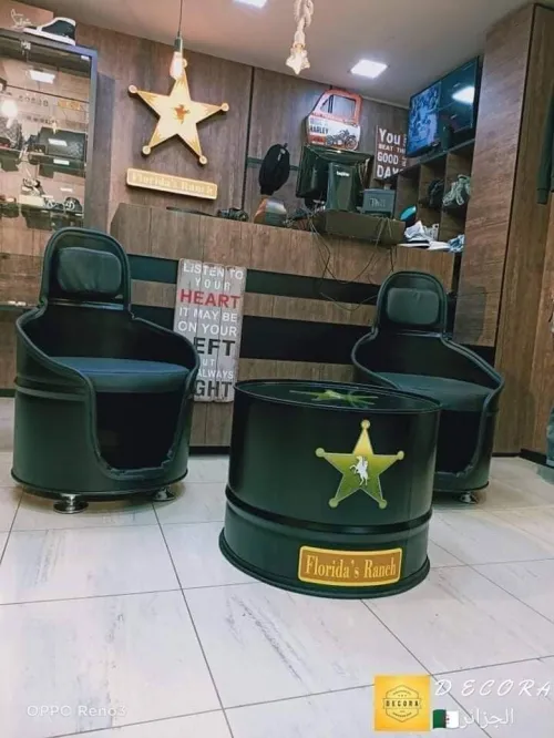 Baril decoration chaise , table , comptoir , caisse , pouf , fauteuil .. ect