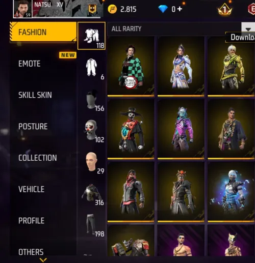 Free fire account lvl 59 qrib 60