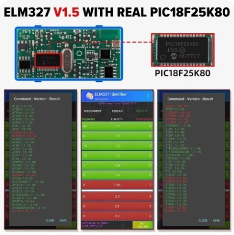 SCANNER OBD2 ELM327 L'ORIGINAL V1.5 25K80 MULTI-MARQUES.