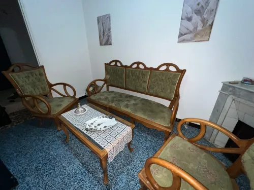 Salon rustique 5 places bois hetre + table صالون 