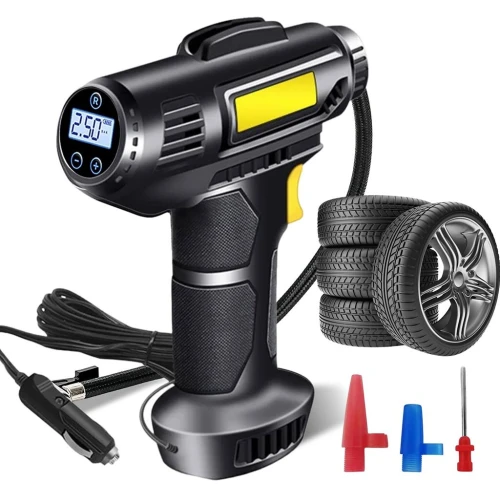 Compresseur Voiture 12V 120W Pistolet Gonfleur LED   جهاز نفخ عجلات محمول