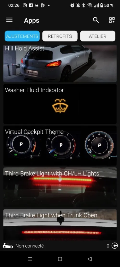 Activation option caché 