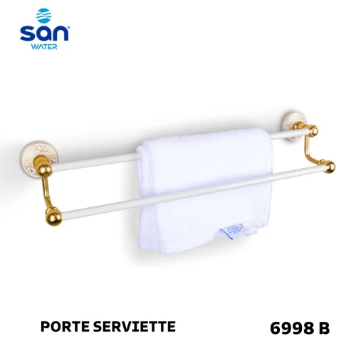'ACCESSOIRES DE SALLE DE BAIN EN ALUMINUM - 7 PIÈCES SÉPARÉES - BLANC DORE  - INOXYDABLE DE LA MARQUE SAN WATER