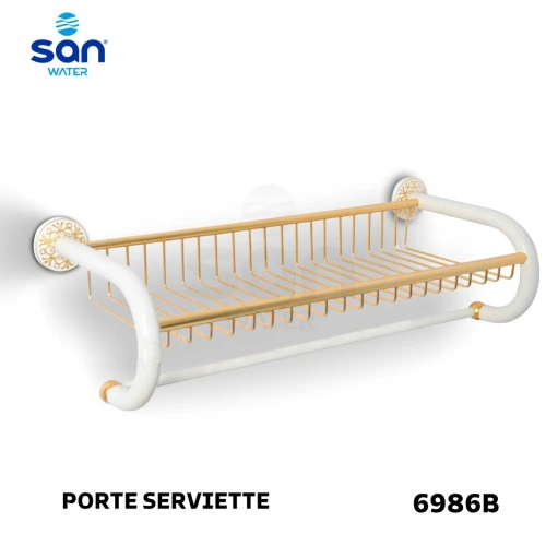 'ACCESSOIRES DE SALLE DE BAIN EN ALUMINUM - 7 PIÈCES SÉPARÉES - BLANC DORE  - INOXYDABLE DE LA MARQUE SAN WATER