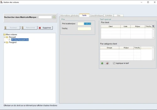 Logiciel de gestion des locations de voitures