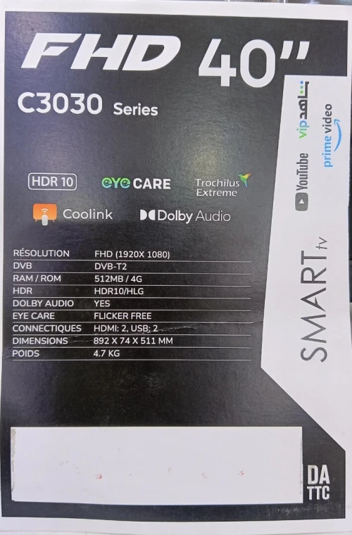 TV IRIS C3030 40" POUCES * SMART TÉLÉVISEUR FHD * QUICK START * MICRO DIMMING * HAUTE DÉFINITION