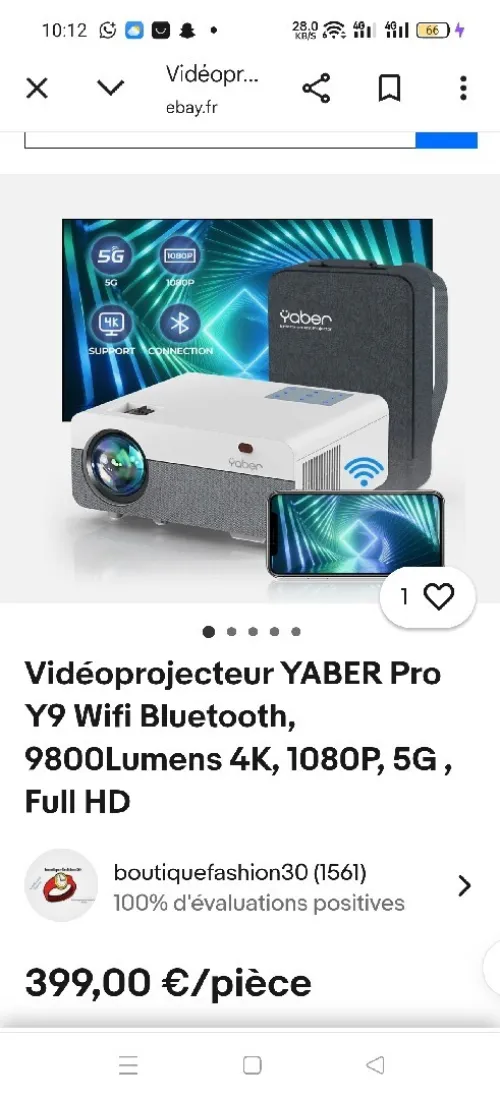 Data show vidéo projecteur Yaber Y9 Pro 400 ansi avec cartable et écran ضمان 06 أشهر