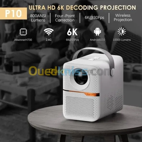 Video Projecteur Datashow P10 Smart 4k Wifi 4gb/64gb Bleutooth 6000 Lumens Android 10 ضمان 06 اشهر