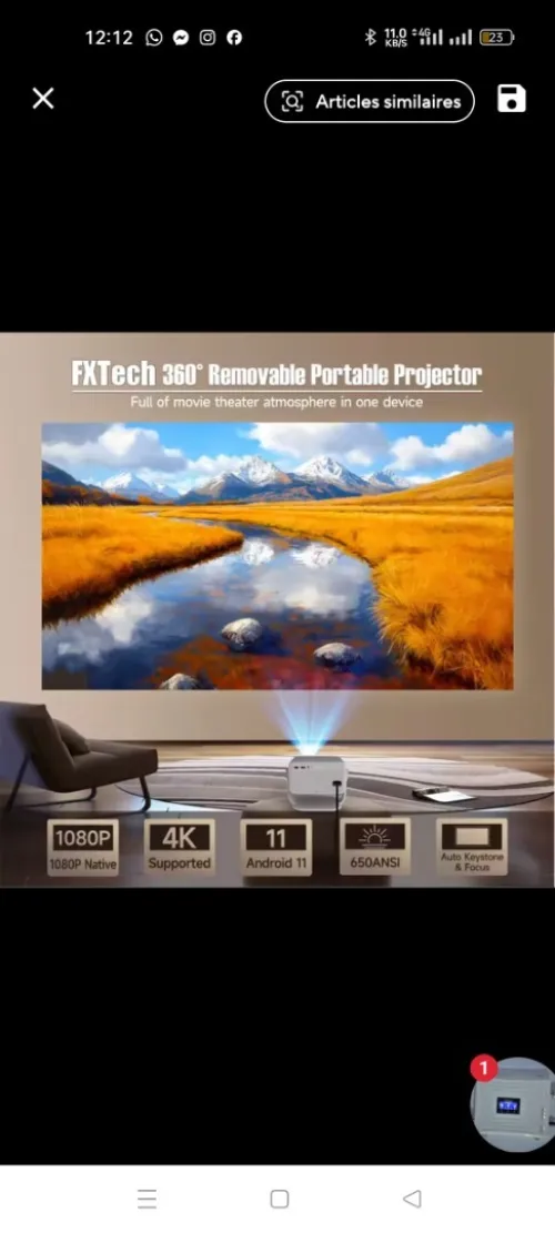 Mini Datashow projecteur 4K 650 ANSI Android 11  WiFi 6 bleutooth Autofocus ضمان 06 أشهر