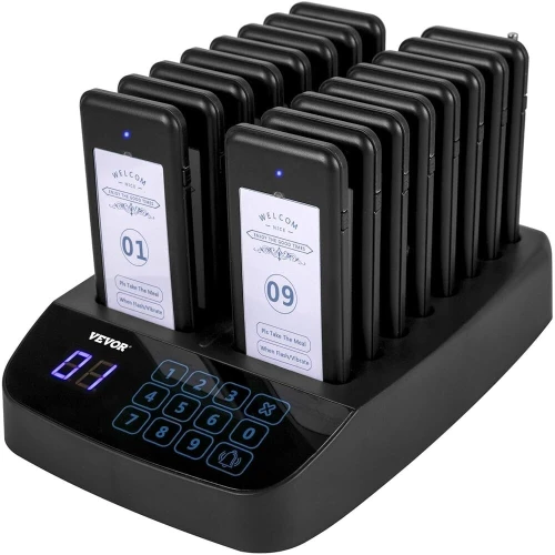 Bipeur restaurant système d'appel 16 cartes sans fil 500m distance ضمان شامل 12 شهر