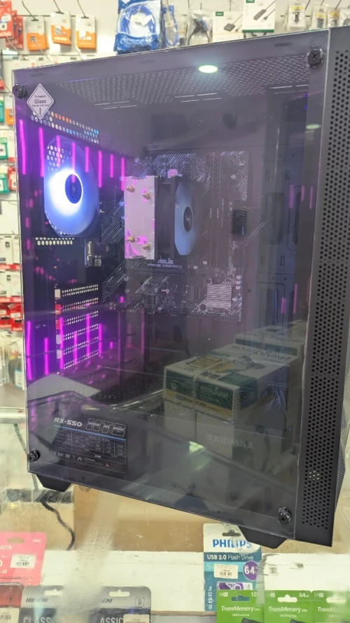 CONFIG UNITE RYZEN 5 5600GT 6 CORE-12THREADS / CARTE MERE ASUS A520M-K / 16GO 3200MHZ CORSAIR VENGEANCE / 256GB SSD CRUCIAL / BOITIER RAIDMAX V217 / ALIMENTATION 550W RAIDMAX