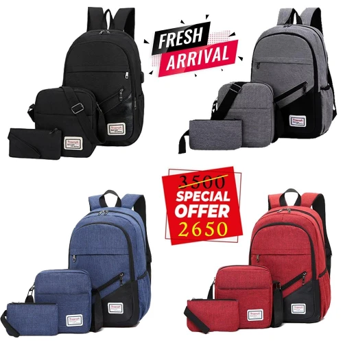 Sac A Dos - Cartable 3 Pieces + Sortie Powerbank 