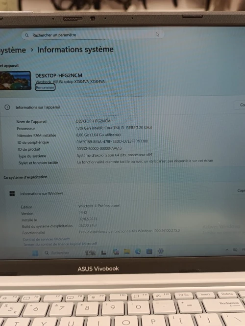 PC PORTABLE ASUS VIVOBOOK X1504V / I3-1315U/ 8GB / 512GB SSD / ECRAN OLED 15.6" FULL HD / WINDOWS 11 HOME ORIGINAL X1504V