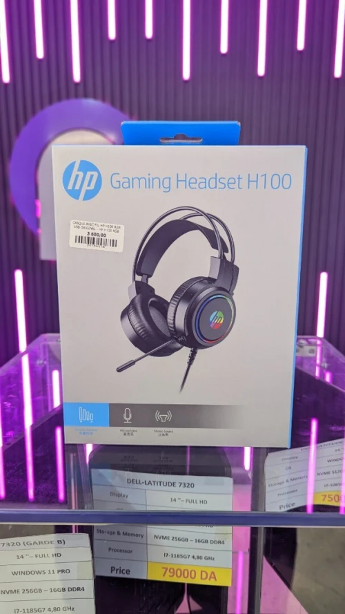CASQUE AVEC FIL HP H100 RGB USB ORIGINAL - HP H100 RGB ORIGINAL