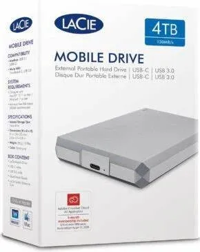 DISQUE DUR EXTERNE LACIE MOBILE DRIVE  4TB ARGENT