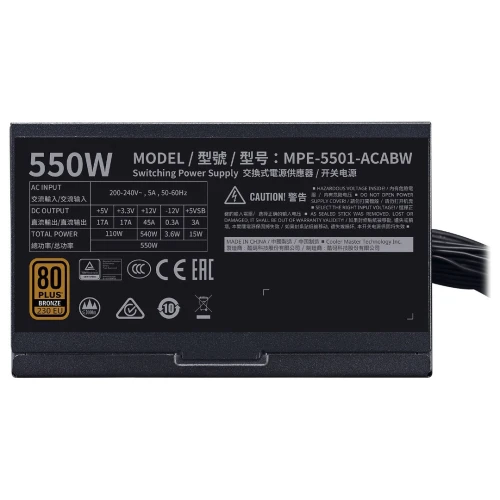 ALIMENTATION COOLER MASTER MWE BRONZE 550W V2