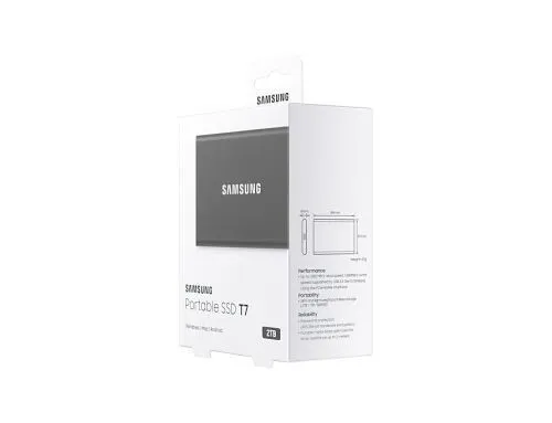DISQUE SSD EXTERNE SAMSUNG PORTABLE T7  2 TO USB 3.2 GRIS TITANE