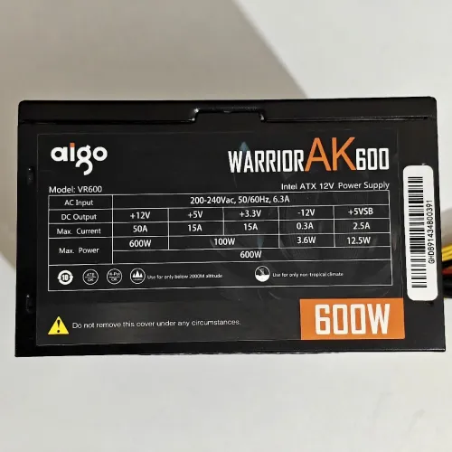 Power supply 600w aigo warrior ak600