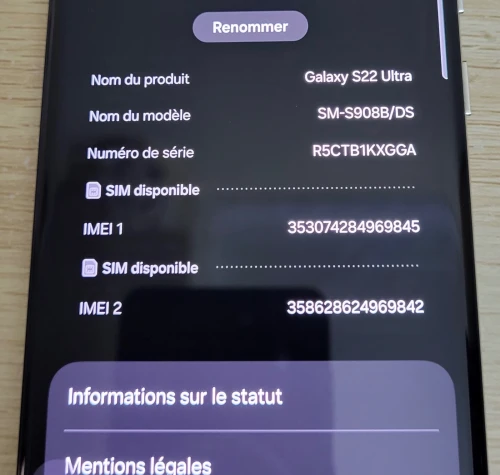 SAMSUNG GALAXY S22 Ultra | 128GB | 8GB RAM | 2 SIM DISPONIBLE | Blanc