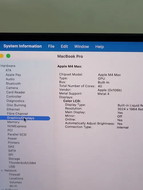 MacBook Pro M4 MAX 14'' 2024 | Puce M4 Max CPU 16 COEURS | GPU 40 COEURS | 64GB RAM | 1TB SSD | CYCLES 177