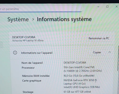 GAMING HP VICTUS 16'' 144Hz | INTEL CORE i5-11400H | RTX 4350 Ti 4GB | 16GB RAM | 512GB M2 SSD