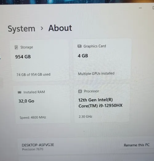 DELL PRECISION 7680 | INTEL vPRO CORE i9-12950HX | NVIDIA RTX A1000 4GB GDDR6 | 32GB RAM | 1TB NVMe SSD | Workstation