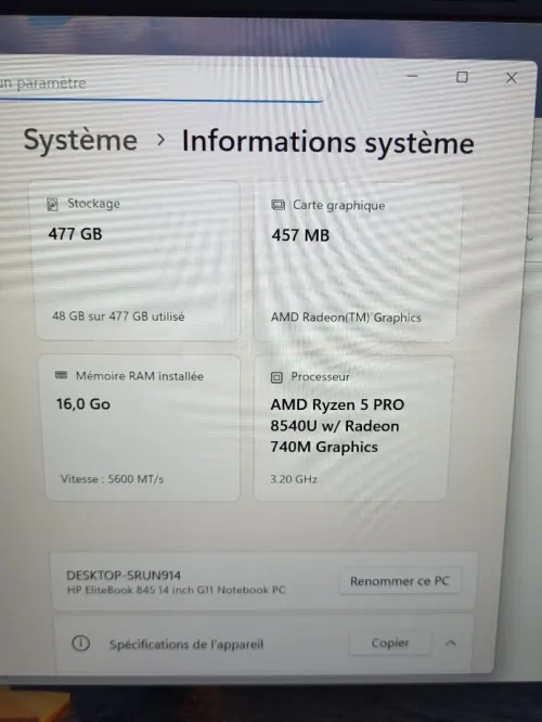 HP ELITEBOOK 845 G11 14'' FHD | RYZEN 5 PRO 8540U | 16GB RAM | 512GB NVME SSD | AMD RADEON 740M GRAPHICS
