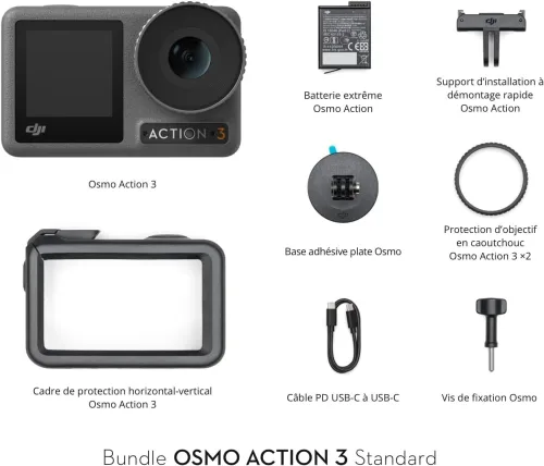 Dji Osmo Action 3 Camera sport d'action étanche Adventure combo - Vidéo en UHD 4K-120 ips 