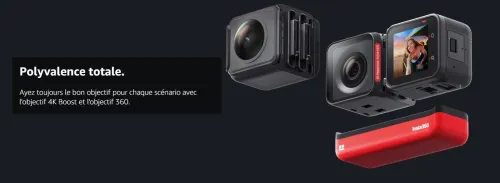 Insta360 One RS Twin Edition on Geht's Kit - Caméra d'action étanche 4K60fps et 5.7K 360 avec objectifs interchangeables - stabilisation - Photos 48MP - HDR Actif - Traitement IA