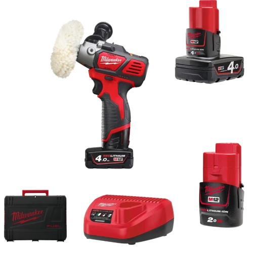 Milwaukee M12 BPS-421X - Set ponceuse polisseuse Li-Ion 12V (1x batterie 4.0Ah & 1x 2.0Ah) dans HD Box - NEUF JAMAIS UTILISÉ.