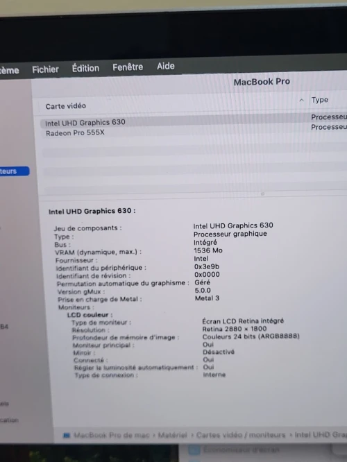 MacBook Pro 15" 2019 | CORE i7 | 16GB RAM | AMD RADEON PRO 555X 4GB | 256GB SSD | GAMME | Workstation
