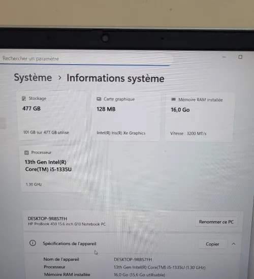 HP PROBOOK 450 G10 15.6'' FHD | INTEL CORE i5 1335U | 16GB RAM | 512GB NVMe SSD | INTEL UHD GRAPHICS