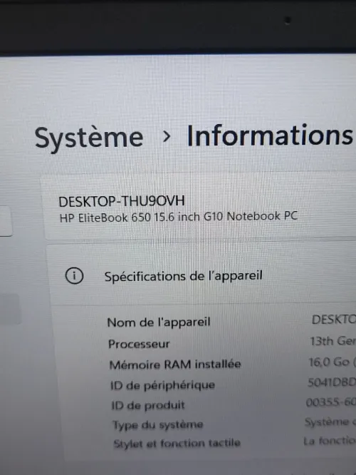 HP EliteBook 650 G10 15.6'' | INTEL 13EME GEN I5 1345U | 16GB RAM | 512GB NVMe SSD | UHD GRAPHICS