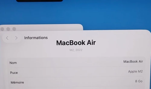 MacBook Air M2 2023 | PUCE M2 8 CPU | GPU 10 COEURS | 8GB RAM | 256GB SSD | CYCLES 67 | MDM BYPASSED