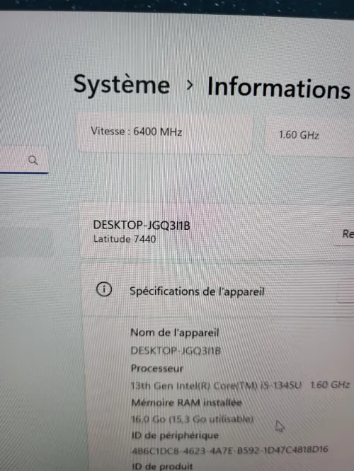DELL LATITUDE 7440 ULTRA LEGER | INTEL Evo vPRO CORE i5 1345U | 1TB NVME SSD | 16GB RAM