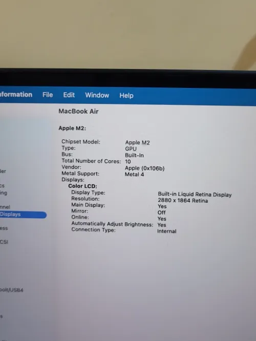 MacBook Air M2 15'' 2023 | PUCE M2 8 CPU | GPU 10 COEURS | 24GB RAM | 256GB SSD | CYCLES 362