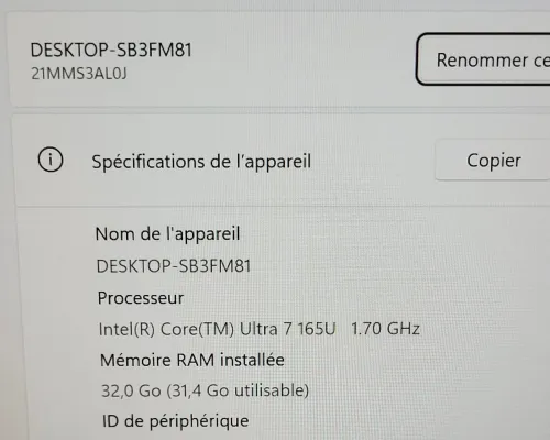 THINKPAD T14 14'' FHD+ | INTEL CORE Ultra 7 165U | 32GB RAM | 256GB NVMe | UHD GRAPHICS | ANNEE 2025