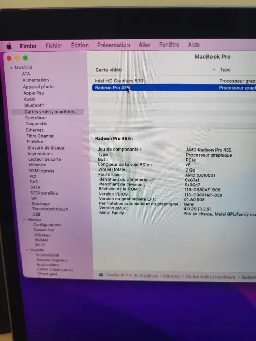 MacBook Pro 15.6" | CORE i7 | 16GB RAM | AMD RADEON PRO 455 2GB | 512GB SSD | GAMME Workstation