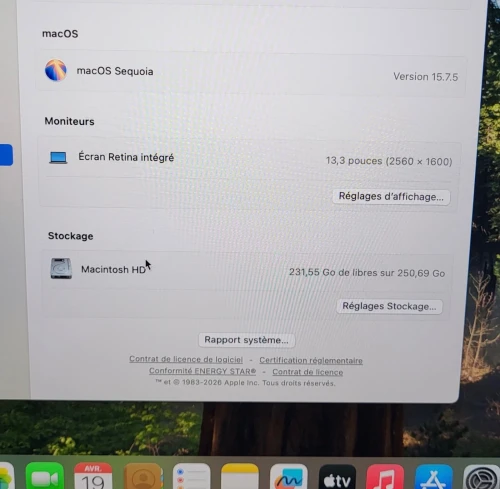 MacBook Pro Touch Bar Mid 2019 13-inch | INTEL CORE I5 QUATRE COEURS | 8GB RAM | 256GB SSD