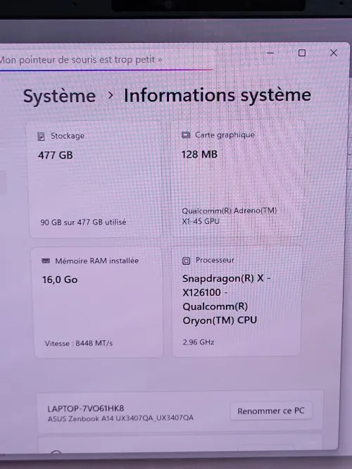 Asus ZenBook A14 14" OLED Full HD+ | Snapdragon X X1-26-100 | 16GB RAM | 512GB NVMe SSD | Qualcomm Adreno x1-45 GPU
