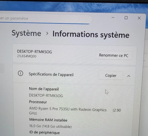 THINKPAD L14 GEN 4 | RYZEN 5 PRO 7535U | 16GB RAM | 512GB NVME | AMD RADEON GRAPHICS | 2025